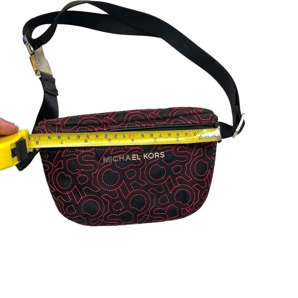 Michael kors black and pink embroidered stitched Fanny pack